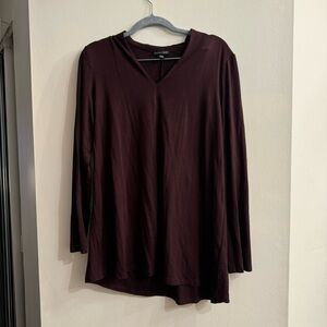 Eileen Fisher Women’s Brown Lagenlook Casual V Neck Soft Tee T-Shirt Size Medium